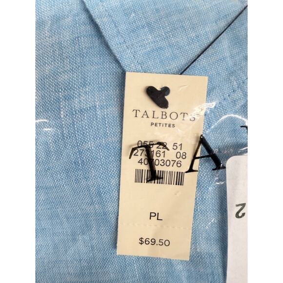Talbots Caribbean Blue Linen Shirt PL (Petite Large) NWT - Picture 5 of 5